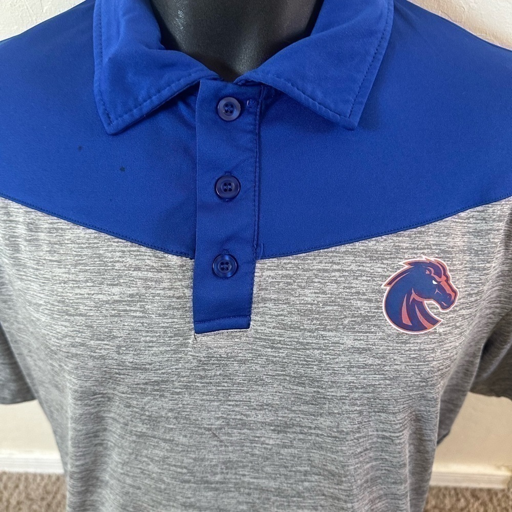Men’s used Colosseum size L large blue grey Boise State polo shirt - Picture 3 of 4